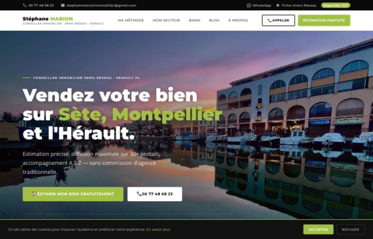 Site stephane-marion-immobilier.fr réalisé par Fenix Services